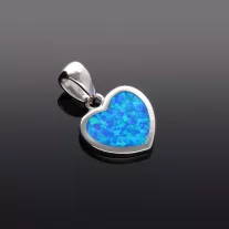 Opál szív Ezüst medál - kék