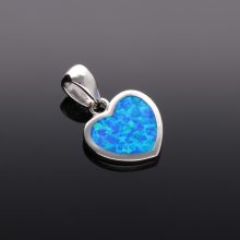 Opál szív Ezüst medál - kék