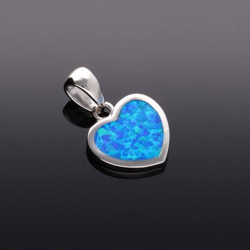 Opál szív Ezüst medál - kék