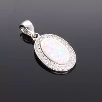 Ovál opál Ezüst medál - fehér