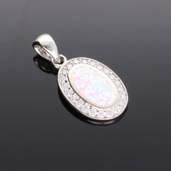 Ovál opál Ezüst medál - fehér