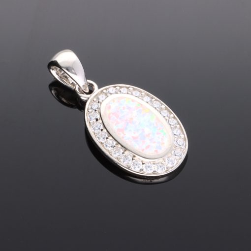 Ovál opál Ezüst medál - fehér