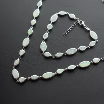 3 Forma Opál nyakék - karkötő garnitúra - FEHÉR