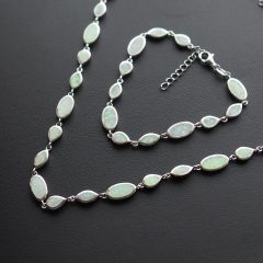 3 Forma Opál nyakék - karkötő garnitúra - FEHÉR