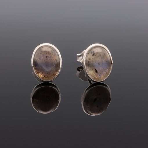 Labradorit Ovál bedugós ezüst fülbevaló