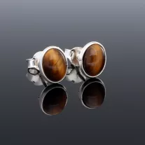Tigrisszem Ovál bedugós ezüst fülbevaló