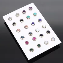   Kör Valódi köves Ezüst fülbevaló Napocskás foglalatban