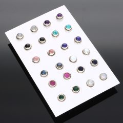   Kör Valódi köves Ezüst fülbevaló Napocskás foglalatban