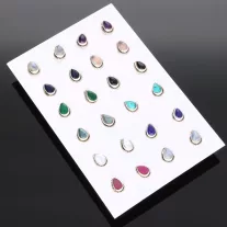 Csepp Valódiköves Ezüst fülbevaló Csavart foglalatban