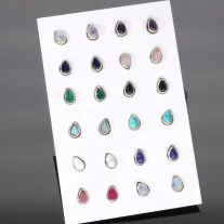 Csepp Valódiköves Ezüst fülbevaló Csavart foglalatban