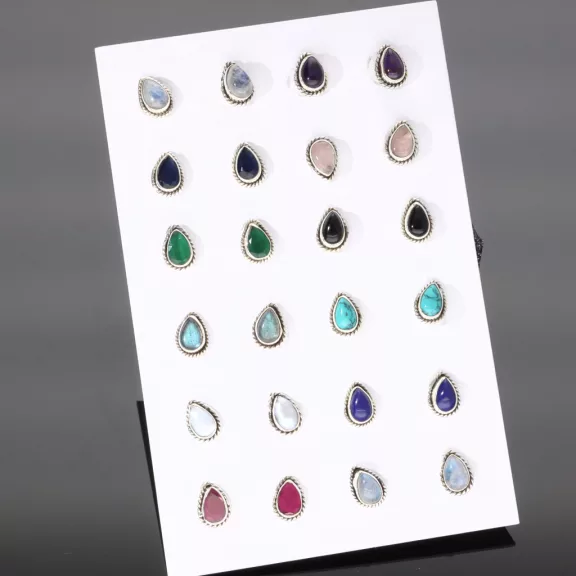 Csepp Valódiköves Ezüst fülbevaló Csavart foglalatban