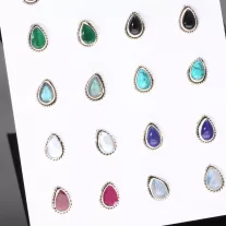 Csepp Valódiköves Ezüst fülbevaló Csavart foglalatban