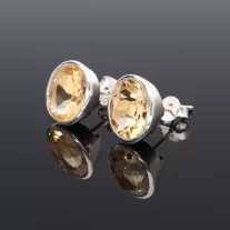 Fazettált Citrin fülbevaló-Ovál