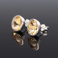 Fazettált Citrin fülbevaló-Ovál