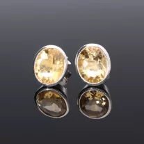 Fazettált Citrin fülbevaló-Ovál