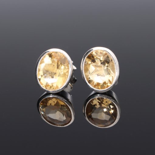 Fazettált Citrin fülbevaló-Ovál