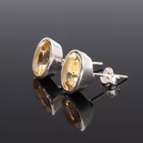 Fazettált Citrin fülbevaló-Ovál