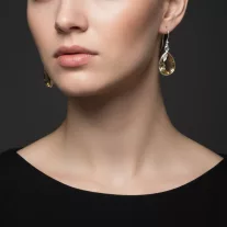 Fazettált csepp akasztós ezüst fülbevaló - Citrin