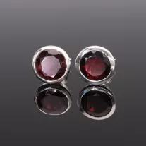 Fazettált Gránát fülbevaló-Kerek