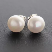 Bedugós Gyöngy Fülbevaló, 11 mm-fehér, nagy stekkerrel