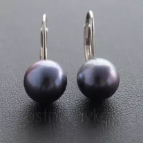 Tenyésztet gyöngy fülbevaló - patentzáras - kék - 9 mm