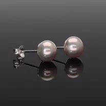 Bedugós Gyöngy Fülbevaló,  8mm - Púder Rózsaszín