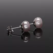 Bedugós Gyöngy Fülbevaló,  8mm - Púder Rózsaszín