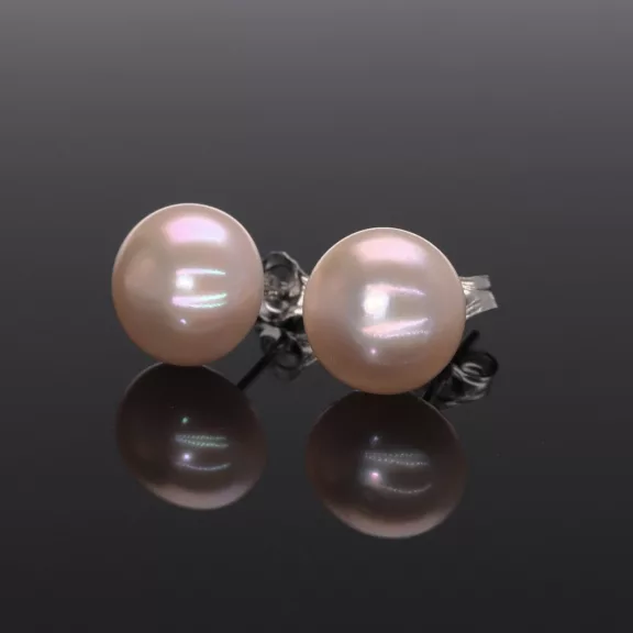 Bedugós Gyöngy Fülbevaló,  10 mm - Rózsaszín