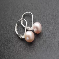 Tenyésztet gyöngy fülbevaló - patentzáras - 7mm Barackvirág