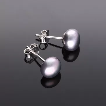 Bedugós Gyöngy Fülbevaló, 8 mm-Szürke