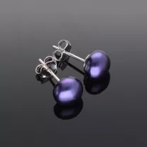 Bedugós Gyöngy Fülbevaló,  8 mm-Kékes-lila