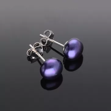Bedugós Gyöngy Fülbevaló,  8 mm-Kékes-lila