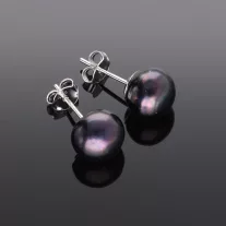 Bedugós Gyöngy Fülbevaló, 10 mm-Sötét