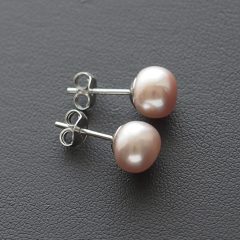 Bedugós Gyöngy Fülbevaló, 8 mm Púderes-Barack