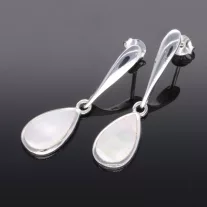 Gyöngyház hosszú Csepp ezüst fülbevaló 