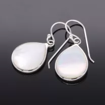 Gyöngyház széles Csepp ezüst fülbevaló 