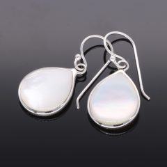 Gyöngyház széles Csepp ezüst fülbevaló 