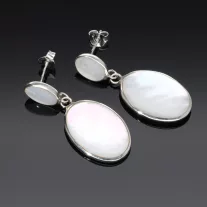 Gyöngyház dupla ovál ezüst fülbevaló