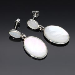 Gyöngyház dupla ovál ezüst fülbevaló