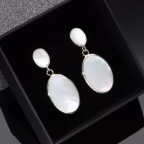 Gyöngyház dupla ovál ezüst fülbevaló