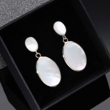 Gyöngyház dupla ovál ezüst fülbevaló