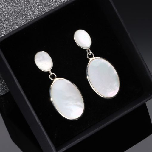 Gyöngyház dupla ovál ezüst fülbevaló