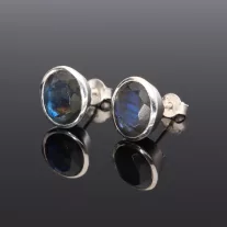 Fazettált Labradorit fülbevaló-Ovál