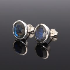 Fazettált Labradorit fülbevaló-Ovál