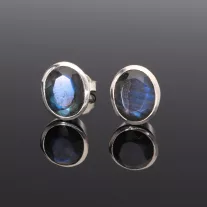 Fazettált Labradorit fülbevaló-Ovál