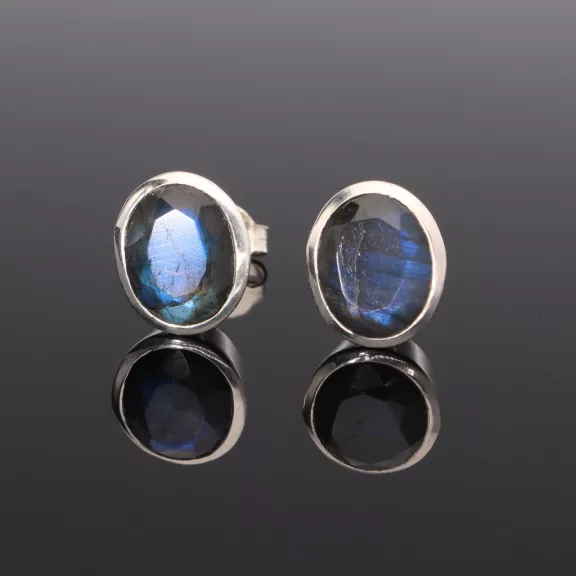 Fazettált Labradorit fülbevaló-Ovál