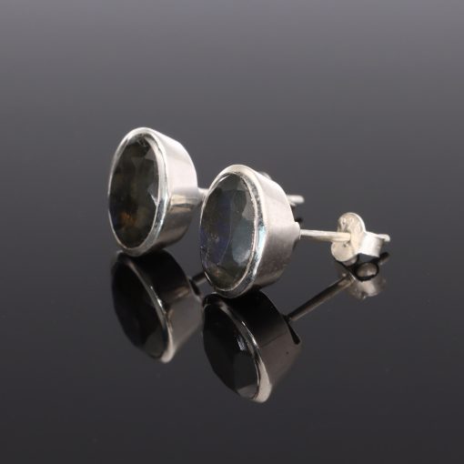 Fazettált Labradorit fülbevaló-Ovál