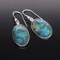 Nagy ovál Labradorit fülbevaló