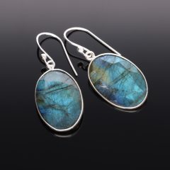 Nagy ovál Labradorit fülbevaló