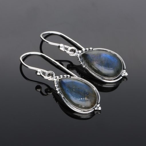 Csepp fülbevaló díszes foglalattal - LABRADORIT